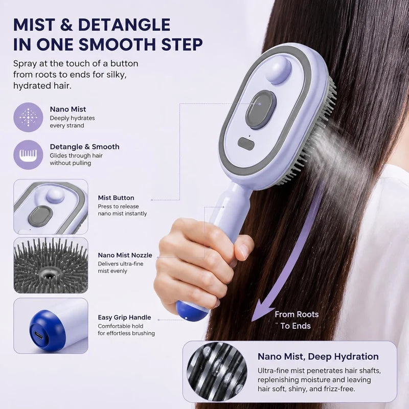 Electric Nano-Mist Retractable Hairbrush – photo 3